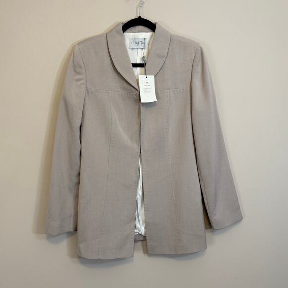 Chantal Paris Skirt & Blazer 2Piece Outfit Set 10 Gray Office Academia Italy NWT - Picture 2 of 16